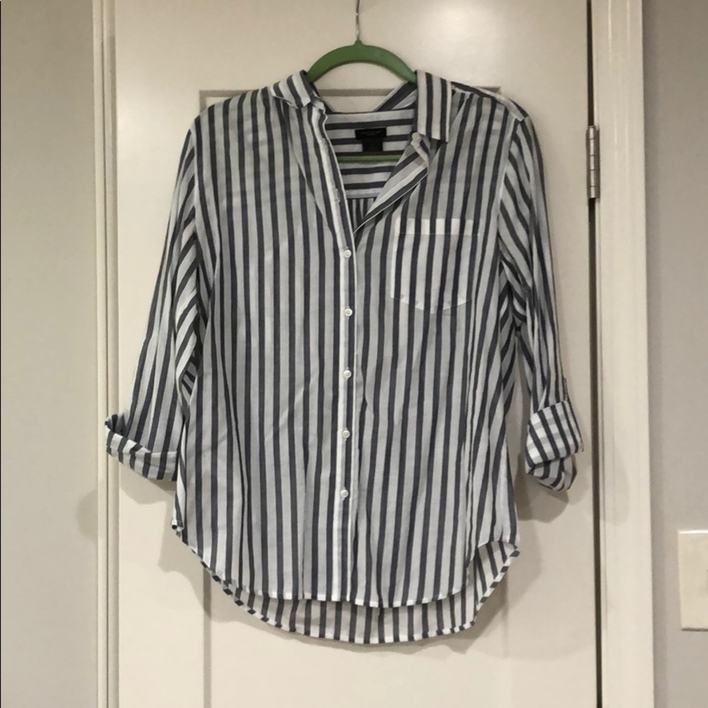 Striped button down top